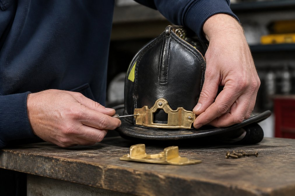 How to Install a Brass Front Holder on a Fire Helmet