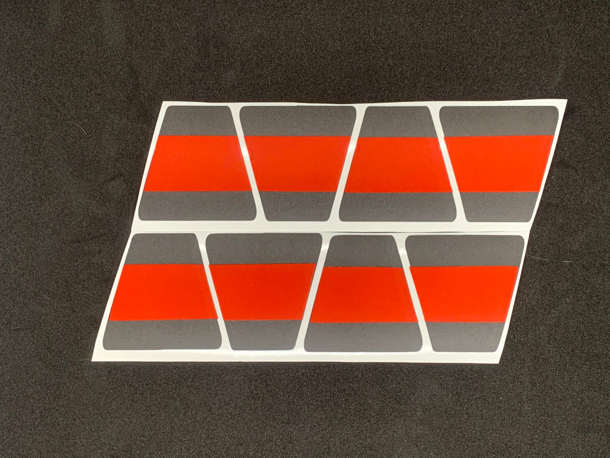 MATTE BLACK WITH MATTE RED LINE TRIPLE STRIPE REFLECTIVE HELMET (TET) TETRAHEDRON 8 PACK